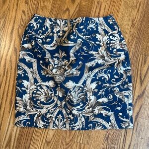 Steven Stolllman Victorian gold and navy mini skirt